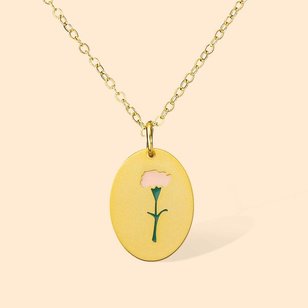 Collier Prénom Fleur de Naissance Émaillée Personnalisée Cadeau Anniversaire Fête pour Femme