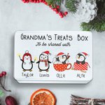 Personalised Cute Christmas Penguin Characters Metal Biscuit Tin