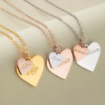 Personalized Sterling Silver Double Heart Necklace with Engraved Name