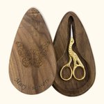 Personalized Vintage Scissors with Engraved Wooden Box Antique Sewing Embroidery Tool Gift for Handcraft Lover