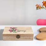 Personalized Birth Flower Wood Storage Box