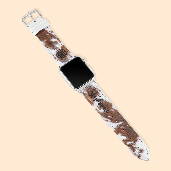 Pulsera personalizada de imitación de piel de vaca para Apple