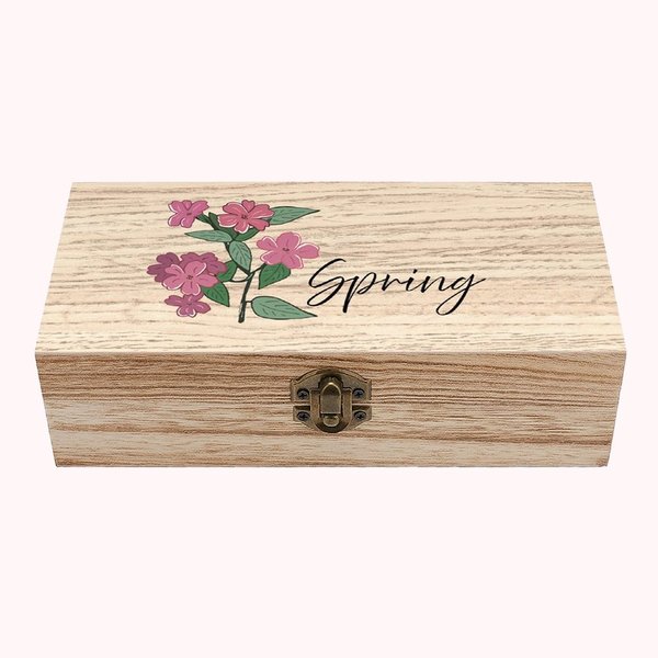 Boîte de Rangement en Bois Personnalisée avec Fleur de Naissance et Nom Cadeau pour Femme