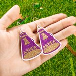 Personalisierte Glitter Cheer Megaphon Kunstleder Ohrringe mit Namen und Initialen Geburtstag Team Geschenk für Cheerleading-Enthusiasten