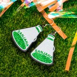 Personalisierte Glitter Cheer Megaphon Kunstleder Ohrringe mit Namen und Initialen Geburtstag Team Geschenk für Cheerleading-Enthusiasten