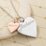 Personalized Sterling Silver Double Heart Necklace with Engraved Name