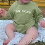 Personalized Neutral Sweatshirt Onesie for Baby