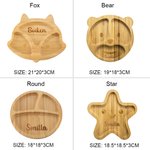 Personalized Animal Bamboo Baby Cutlery Set Food Grade with Suction Cup Birthday Baptism Christmas Gift for Baby New Mom