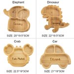 Personalized Animal Bamboo Baby Cutlery Set Food Grade with Suction Cup Birthday Baptism Christmas Gift for Baby New Mom
