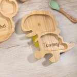 Personalized Animal Bamboo Baby Cutlery Set Food Grade with Suction Cup Birthday Baptism Christmas Gift for Baby New Mom