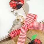 Gepersonaliseerde Glitter Luipaard Print Pencil Apple Regenboog kralen sleutelkoord en tas Tag Set terug naar school Waardering Gift voor leerkracht