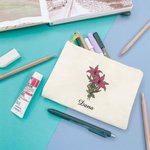 Personalisierte Geburt Blume Canvas Makeup Tasche Muttertag Geburtstag Geschenk für Mutter Großmutter