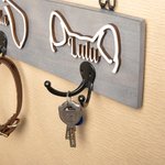 Personalized Wooden Dog Ears Leash Holder with Name and Hook Wall Decor Birthday Housewarming Gift for Dog Lover