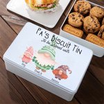 Lata de galletas de metal enana gnoma de Navidad personalizada