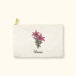 Personalisierte Geburt Blume Canvas Makeup Tasche Muttertag Geburtstag Geschenk für Mutter Großmutter
