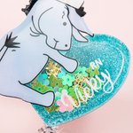 Personalized Classic Winnie the Pooh and Friends with Nursing Cap Retractable Glitter Badge Reel Cartoon Sequin Shaker Gift for Nurse Doctor