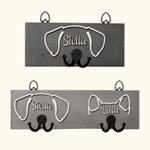 Personalized Wooden Dog Ears Leash Holder with Name and Hook Wall Decor Birthday Housewarming Gift for Dog Lover