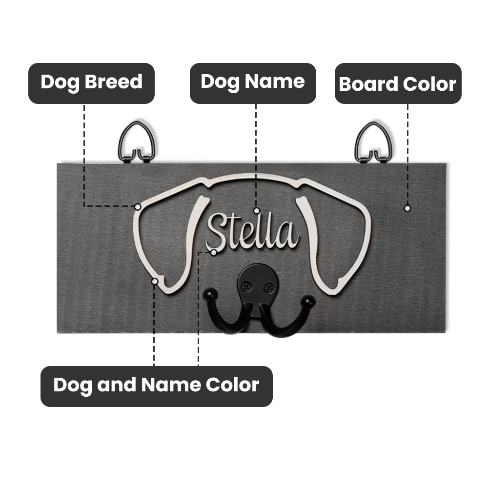 Personalized Dog Leash Holder with Name and Dog Ears Pattern, Dog leash