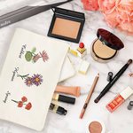 Personalisierte Geburt Blume Canvas Makeup Tasche Muttertag Geburtstag Geschenk für Mutter Großmutter