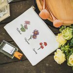 Personalisierte Geburt Blume Canvas Makeup Tasche Muttertag Geburtstag Geschenk für Mutter Großmutter