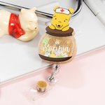 Personalized Classic Winnie the Pooh and Friends with Nursing Cap Retractable Glitter Badge Reel Cartoon Sequin Shaker Gift for Nurse Doctor