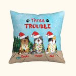 Housse de coussin personnalisée pour chat de Noël avec chapeau de Noël Cadeaux de Noël pour les amoureux des chats