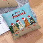 Housse de coussin personnalisée pour chat de Noël avec chapeau de Noël Cadeaux de Noël pour les amoureux des chats
