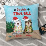 Housse de coussin personnalisée pour chat de Noël avec chapeau de Noël Cadeaux de Noël pour les amoureux des chats