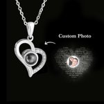Personalized Sterling Silver Hollow Heart Photo Projection Necklace with I Love You in 100 Languages Birthday Valentine's Day Gift for Her