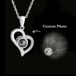 Personalized Sterling Silver Hollow Heart Photo Projection Necklace with I Love You in 100 Languages Birthday Valentine's Day Gift for Her