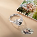 Pulsera personalizada con forma de corazón y alas de ángel Proyección de fotos 100 idiomas Te quiero Anillo de plata de ley Regalo del día de la madre