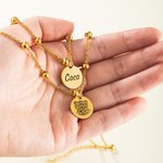 Collier Perle Double Chaînes Personnalisées avec Prénom et Photo de l'Animal de Compagnie Cadeau Anniversaire Commémoratif pour Amoureux d'Animal