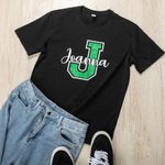 Personalized Glitter Football T-Shirt Hoodie with  Varsity Letter and Mascot Name