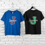 Personalized Glitter Football T-Shirt Hoodie with  Varsity Letter and Mascot Name