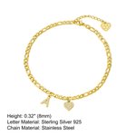 Personalized 1-8 Initials A-Z Anklet with White Crystals Embellished on Letters
