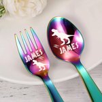 Set di posate personalizzato della serie Jurassic Dinosaur, regalo per bambini