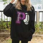 Personalized Glitter Football T-Shirt Hoodie with  Varsity Letter and Mascot Name