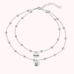 Collier Perle Double Chaînes Personnalisées avec Prénom et Photo de l'Animal de Compagnie Cadeau Anniversaire Commémoratif pour Amoureux d'Animal