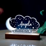 Veilleuse personnalisée avec nom de la lune et des étoiles Décoration pour chambre d'enfant