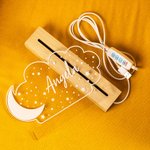 Veilleuse personnalisée avec nom de la lune et des étoiles Décoration pour chambre d'enfant