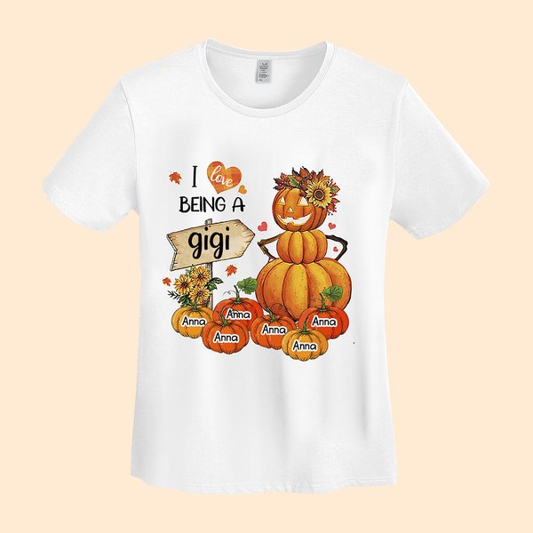 T-shirt Personnalisé avec Titre et 1-6 Noms Enfants Thème Automne Citrouille Cadeau Anniversaire Fête pour Maman Grand-Mère