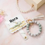 Llavero personalizado Cartera de cuero con pulsera pulsera de cuentas
