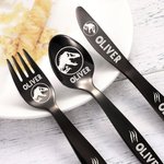 Set di posate personalizzato della serie Jurassic Dinosaur, regalo per bambini