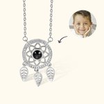 Personalisierte Dreamcatcher Foto Projektion Sterling Silber Halskette mit ich liebe dich in 100 Sprachen Jahrestag Geburtstag Geschenk für Frauen