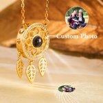 Personalisierte Dreamcatcher Foto Projektion Sterling Silber Halskette mit ich liebe dich in 100 Sprachen Jahrestag Geburtstag Geschenk für Frauen