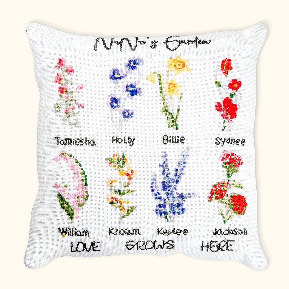 Broderie Point de Croix Personnalisée avec Fleur de Naissance Taie de Coussin DIY Cadeau pour Amateur de l'Artisanat