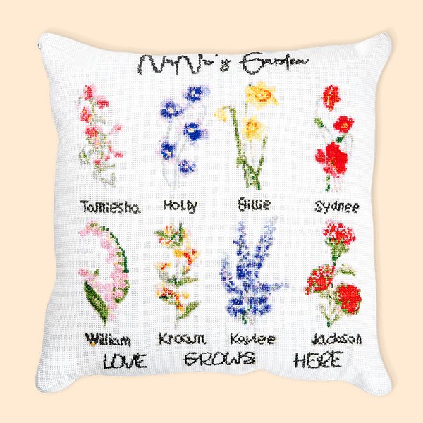 Personalizado Nacimiento Flor DIY Kit Bordado Almohada Funda de Cojín