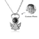 Personalisierte Foto Projektion 100 Sprachen Ich liebe dich Projektion Schutzengel Flügel Halskette