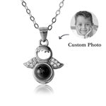 Personalisierte Foto Projektion 100 Sprachen Ich liebe dich Projektion kleiner Engel Flügel Halskette