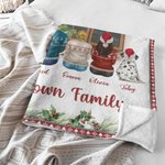 Couverture Familiale Personnalisée avec 1-6 Personnages de Dessin et Noms Cadeau Noël Fête des Mères pour Famille Maman Grand-Mère